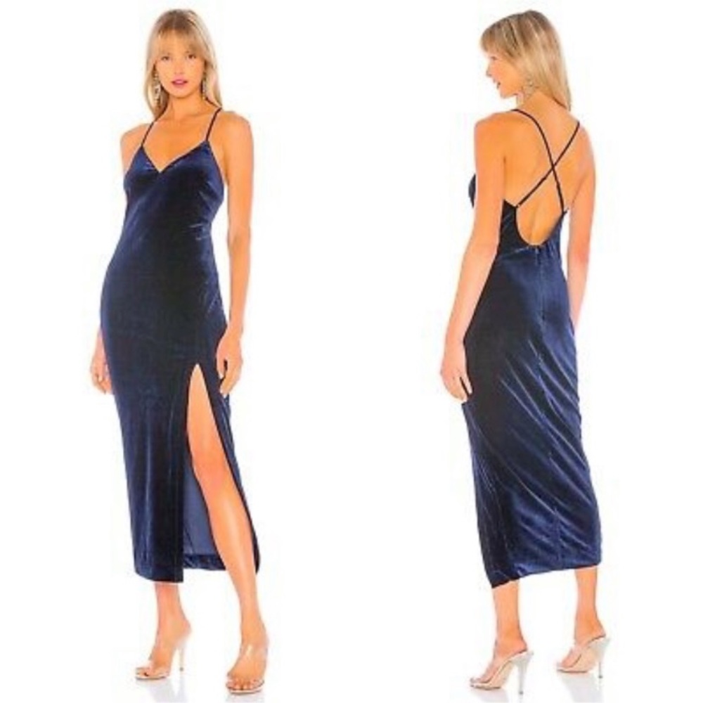 Bardot Raven Navy Blue Velvet Sheath Party Dress